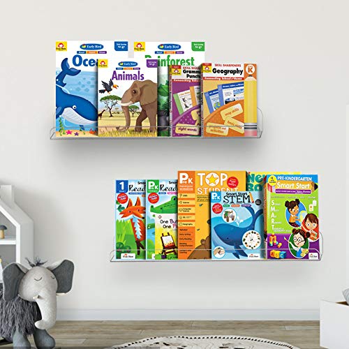 Weiai Clear Acrylic Shelf 15" Invisible Floating Wall Ledge Bookshelf, Kids Book Display Shelves Wall Mounted (15 Inch 3Pack) - Image 2