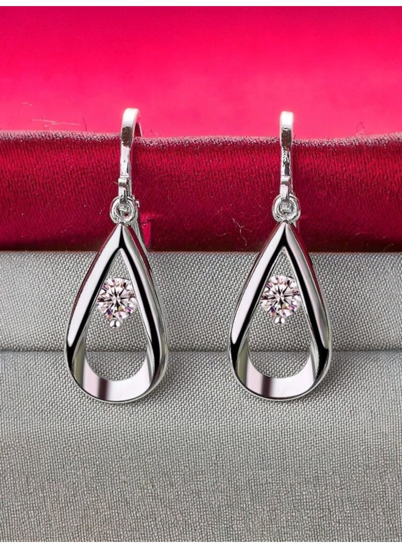Dangle Charms Elegant Silver Plated Earrings For Women - Image 1