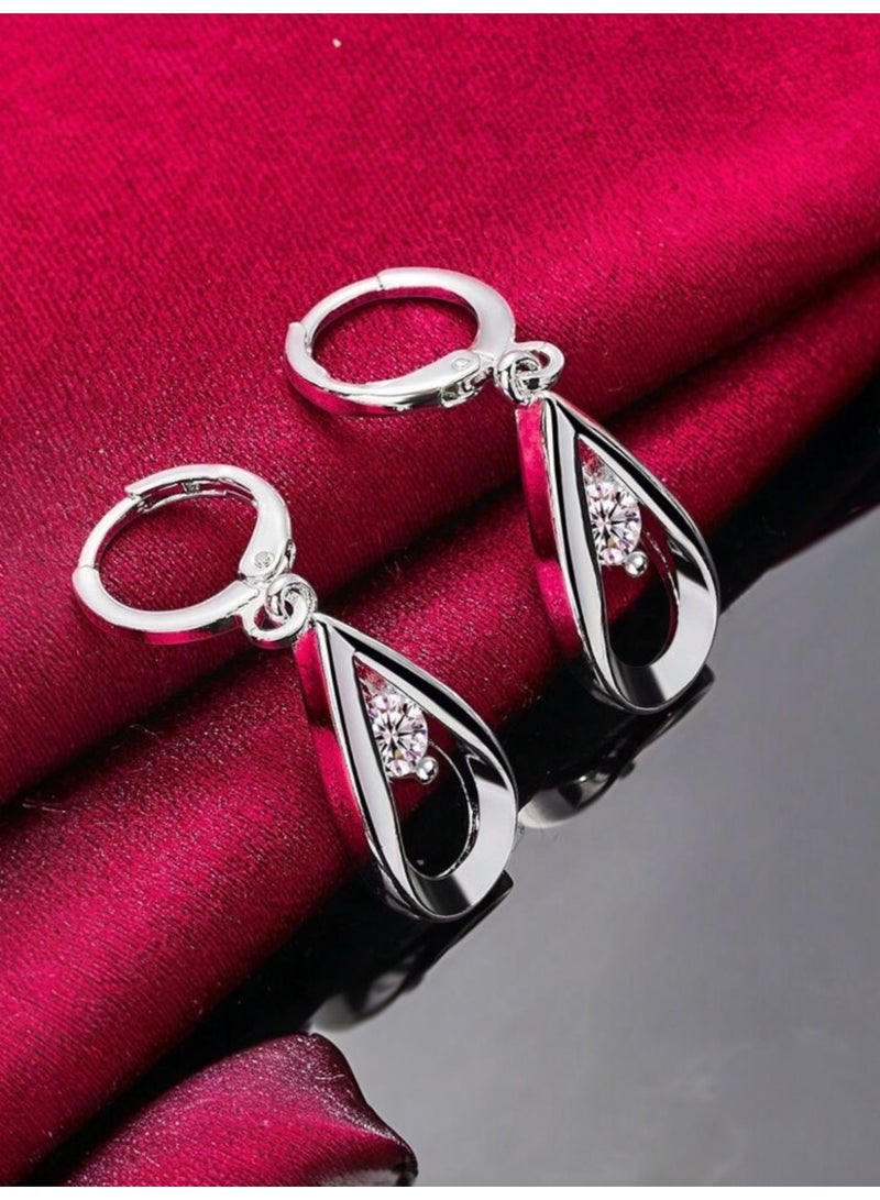 Dangle Charms Elegant Silver Plated Earrings For Women - Image 2