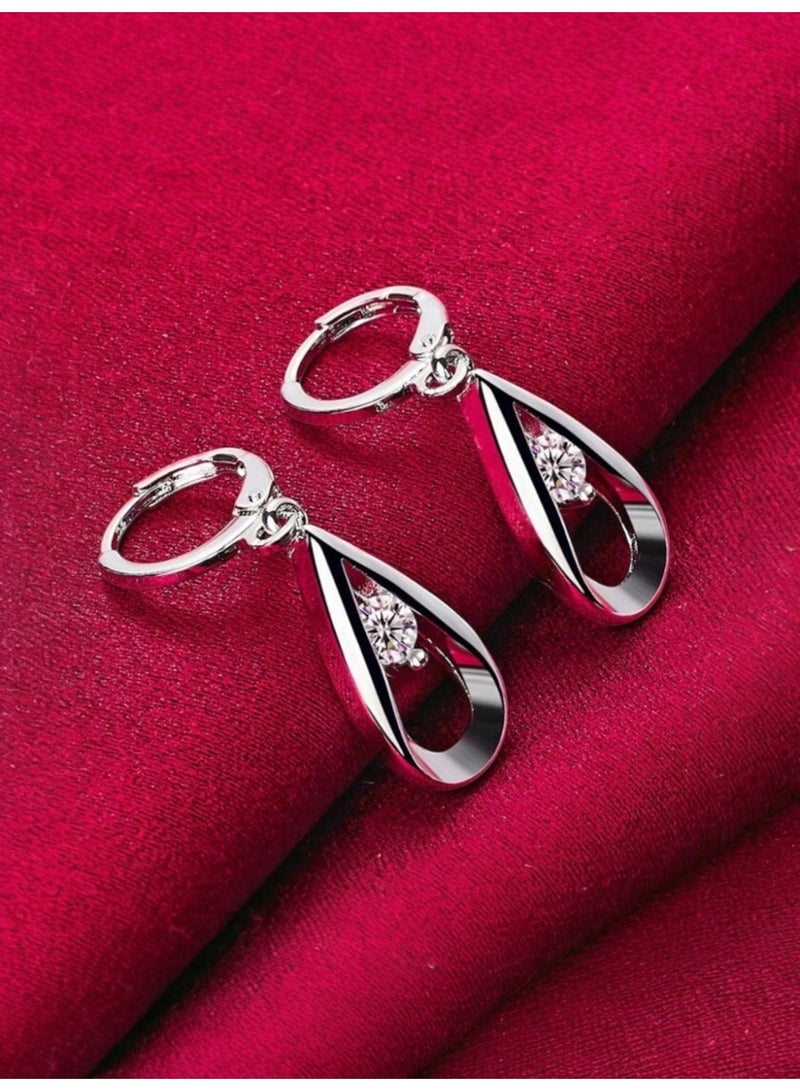 Dangle Charms Elegant Silver Plated Earrings For Women - Image 4