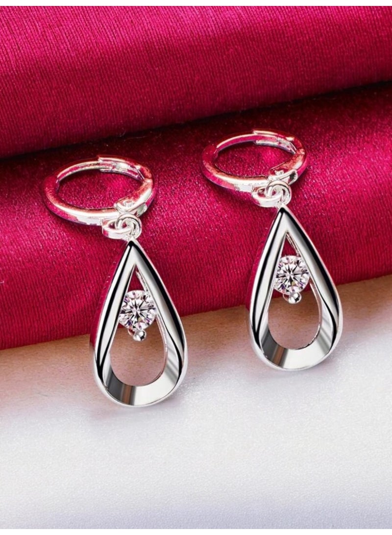 Dangle Charms Elegant Silver Plated Earrings For Women - Image 3