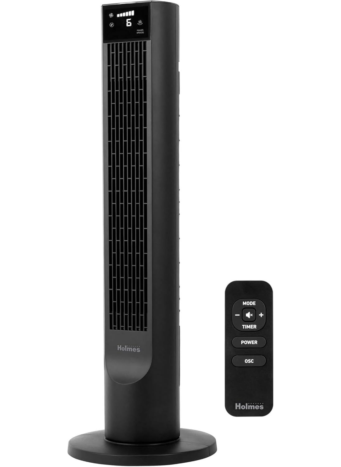 Holmes Holmes 36 CleanBreeze Digital Tower Fan with Removable Blade ClearRead Display 75 Oscillation 6 Speeds 4 Modes 12Hour Timer Home Bedroom or Office Remote Control Matte Black  - Image 1