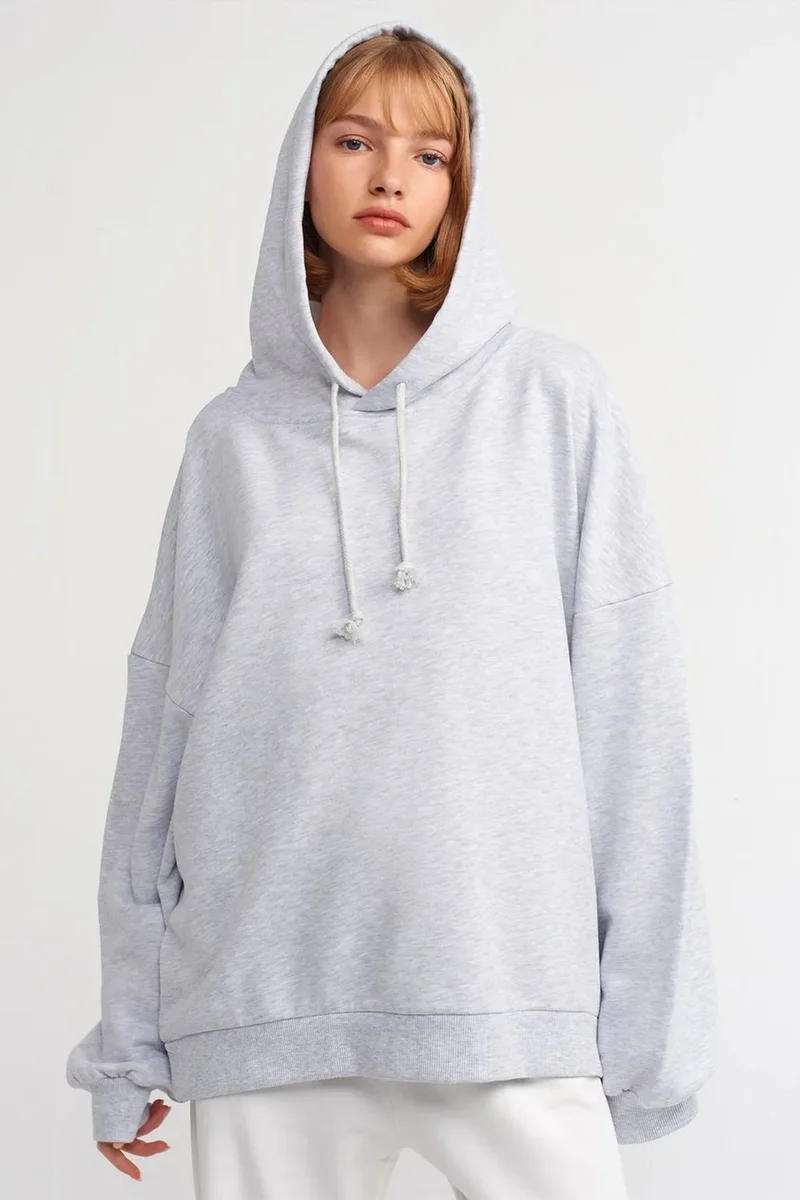 DILVIN Oversized Cotton Hooded Sweatshirt