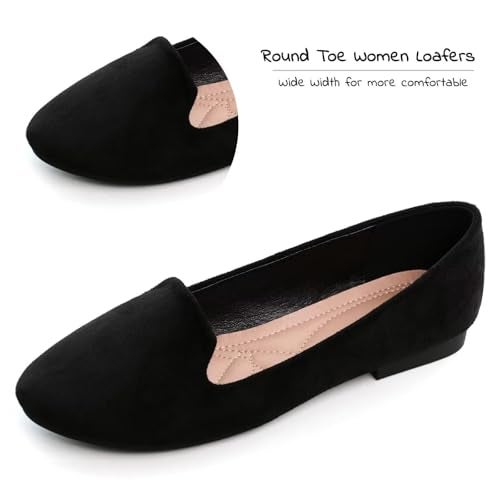 SAILING LU Women Round Toe Flats Comfortable Ballet Flat Shoes for Women Dressy Black Slip-ons Loafers Black Size 8.5 - Image 3