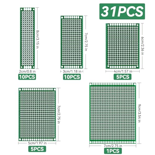 Smraza 104pcs Double Sided PCB Board Kit, Prototype Boards for DIY Soldering and Electronic Project Circuit Boards Compatible with Arduino Kits, 30PCS 40 Pin 2.54mm Male and Female Header Connector - Image 3