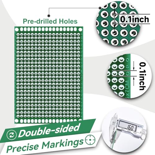 Smraza 104pcs Double Sided PCB Board Kit, Prototype Boards for DIY Soldering and Electronic Project Circuit Boards Compatible with Arduino Kits, 30PCS 40 Pin 2.54mm Male and Female Header Connector - Image 4