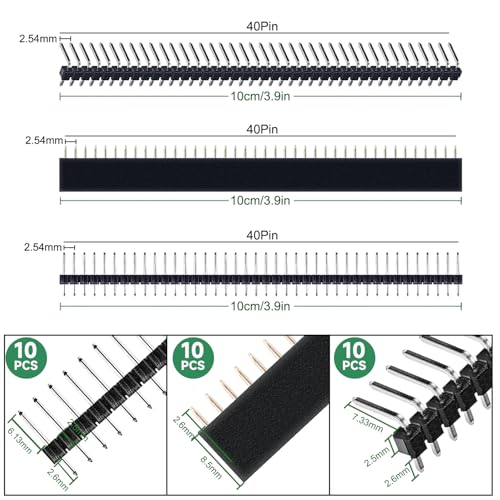 Smraza 104pcs Double Sided PCB Board Kit, Prototype Boards for DIY Soldering and Electronic Project Circuit Boards Compatible with Arduino Kits, 30PCS 40 Pin 2.54mm Male and Female Header Connector - Image 5