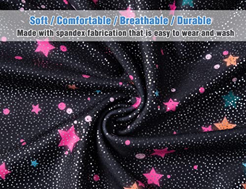 TENVDA Girls Gymnastics Leotards Size 6-7 Years Old Black Sparkly Stars Biketards Durable Sport Workout Unitards - Image 5
