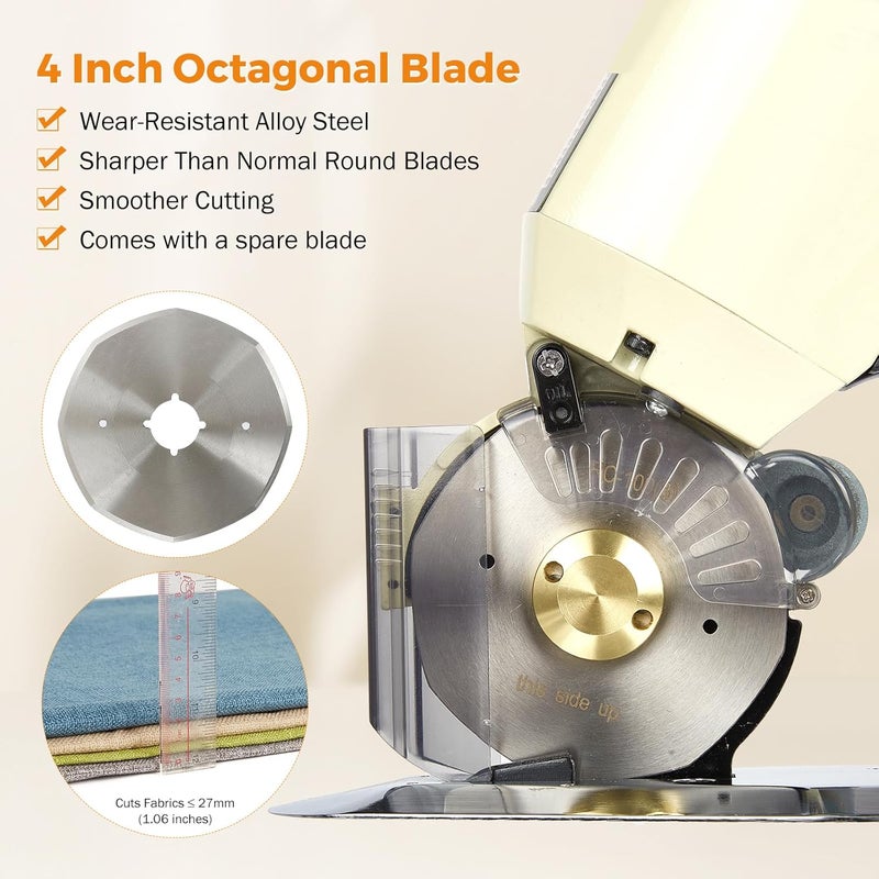 BEAMNOVA Fabric Cutter Electric Cloth Cutting Machine Roller with Extra 4 Inch Rotary Blade Hand Held Fabric Slitting Machine For Multi-Layer Clothing, Textiles, Paper, Blanket, Hat, etc - Image 5