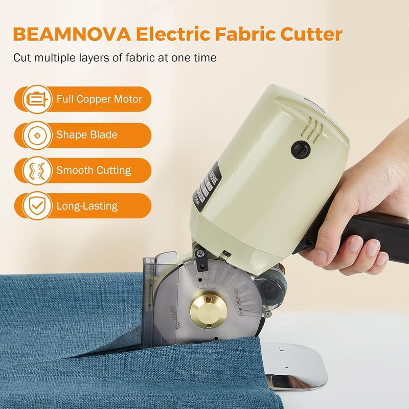 BEAMNOVA Fabric Cutter Electric Cloth Cutting Machine Roller with Extra 4 Inch Rotary Blade Hand Held Fabric Slitting Machine For Multi-Layer Clothing, Textiles, Paper, Blanket, Hat, etc - Image 2