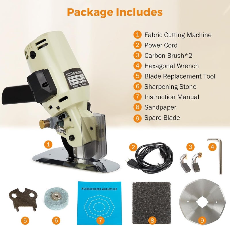 BEAMNOVA Fabric Cutter Electric Cloth Cutting Machine Roller with Extra 4 Inch Rotary Blade Hand Held Fabric Slitting Machine For Multi-Layer Clothing, Textiles, Paper, Blanket, Hat, etc - Image 3