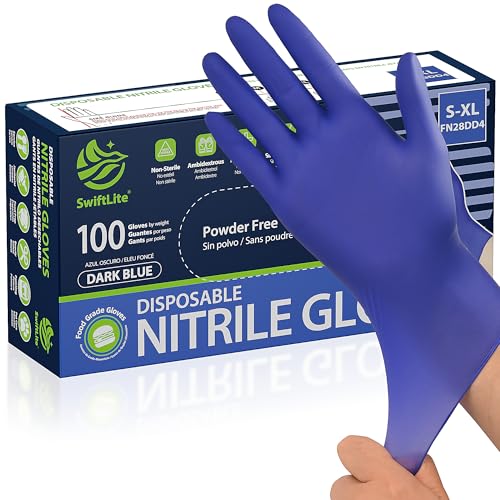 SWIFTLITE Disposable Nitrile Gloves, Food Safe, Latex-Free Powder-Free, Kitchen Rubber Gloves for Cooking, Cleaning and Food Prep (Medium, 100) - Image 1