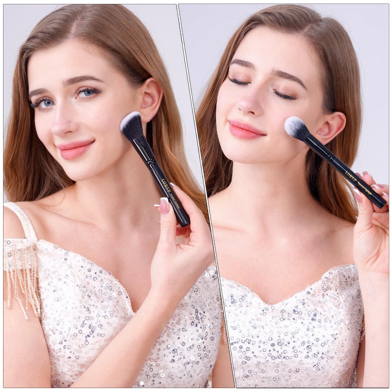 LORYP 4 Pcs Full Face Professional Makeup Brushes Set with Retractable Kabuki Airbrush For Powder,Liquid,Cream,Angled Blush Brush, Foundation Brush, Tapered Highlight Brush - Image 2