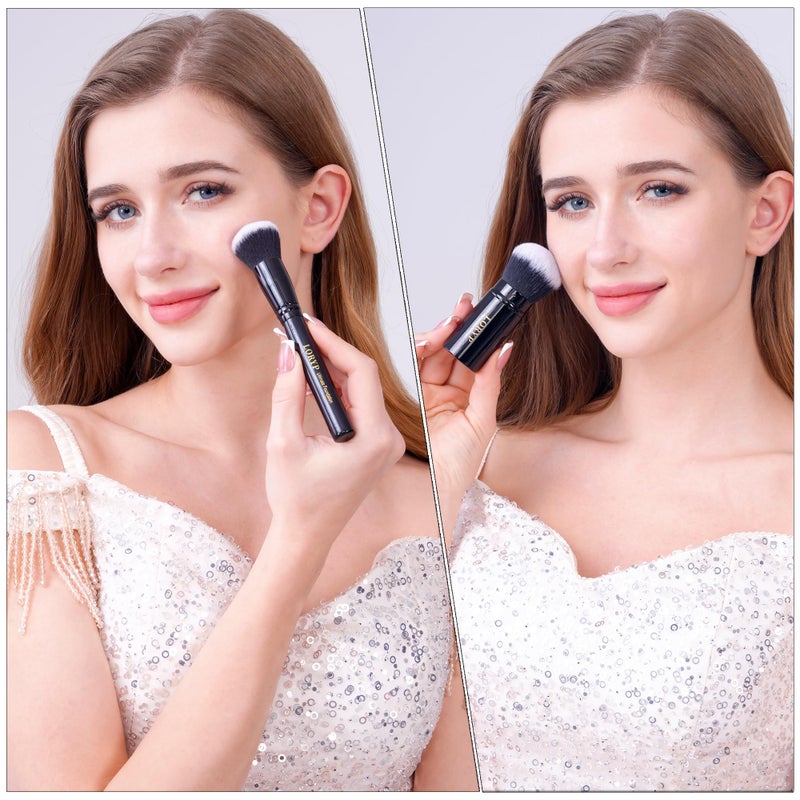 LORYP 4 Pcs Full Face Professional Makeup Brushes Set with Retractable Kabuki Airbrush For Powder,Liquid,Cream,Angled Blush Brush, Foundation Brush, Tapered Highlight Brush - Image 3