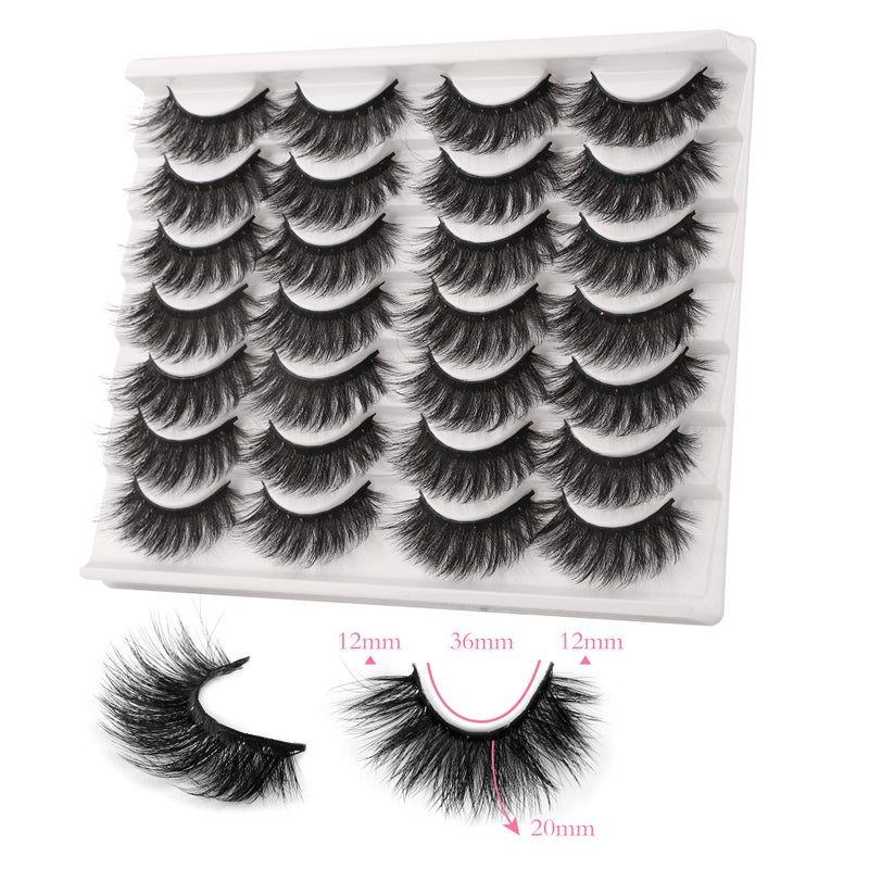 JIMIRE False Eyelashes Mink Fluffy Volume Lashes 3D Wispy Long Fake Eyelashes 14 Pairs Pack - Image 3