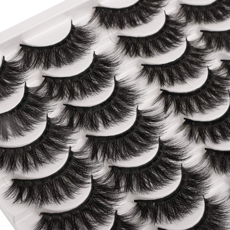 JIMIRE False Eyelashes Mink Fluffy Volume Lashes 3D Wispy Long Fake Eyelashes 14 Pairs Pack - Image 2