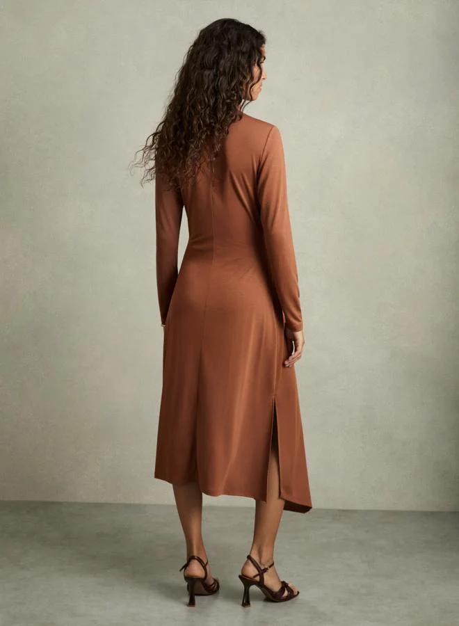 REISS Turtleneck Knot Detail Dress