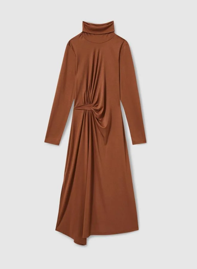 REISS Turtleneck Knot Detail Dress