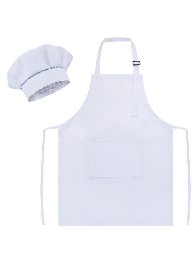 SUNLAND SUNLAND Kids Apron And Hat Set Children Chef Apron For Cooking Baking Painting White(S:3-6 Years)¡  - Image 1