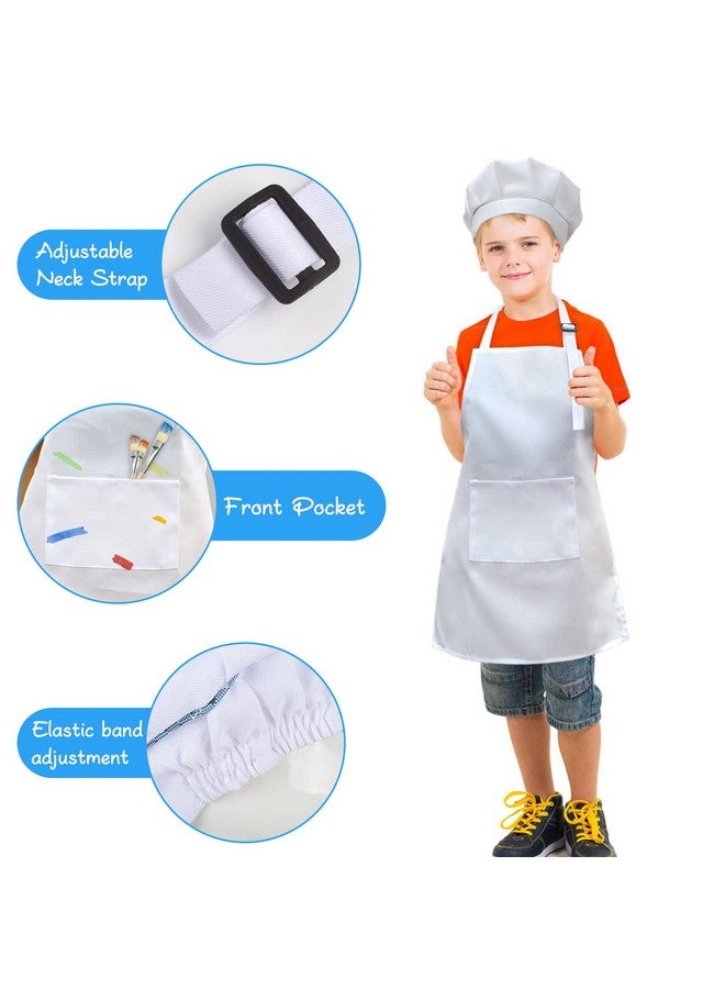 SUNLAND SUNLAND Kids Apron And Hat Set Children Chef Apron For Cooking Baking Painting White(S:3-6 Years)¡  - Image 3