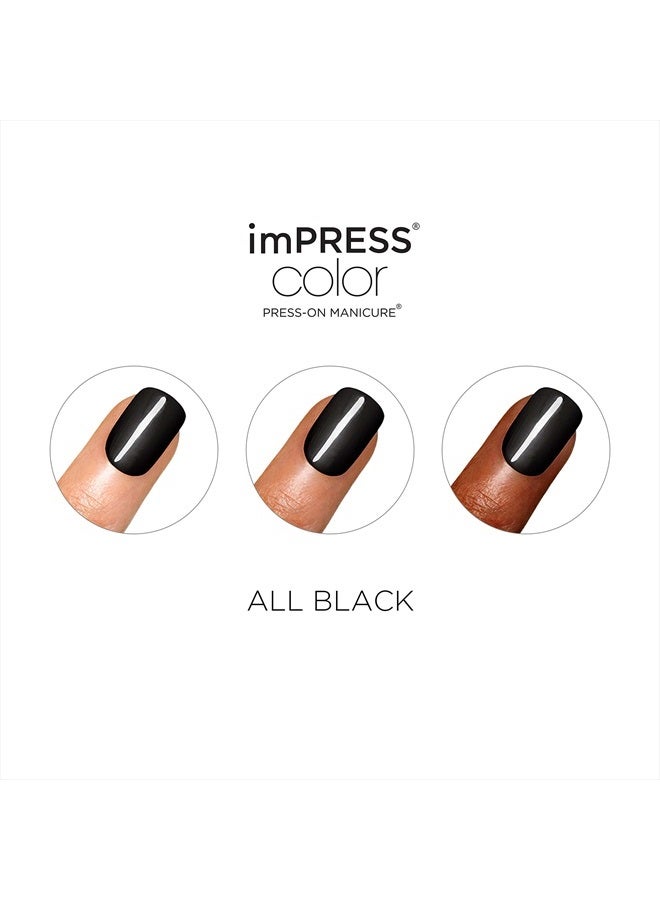 Impress أظافر كيس imPRESS الملونة القابلة للتطبيق، مجموعة أظافر جل، تقنية PureFit، طول قصير، "أسود بالكامل"، مانيكير بلون صلب بدون طلاء، تشمل وسادة تحضير، ملف أظافر صغير، عصا جلد، و30 ظفر مزيف - Image 4