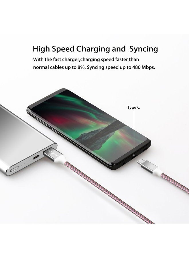 Fasgear [3-Pack]USB to USB C CABLE (10ft), Fasgear Extra Long Nylon Braided Durable USB Type C Cables Fast charging Sync Compatible with Galaxy S9/S8, Moto Z2, LG V30/G6, Nokia N1 and More (Blue/Purpl - Image 4
