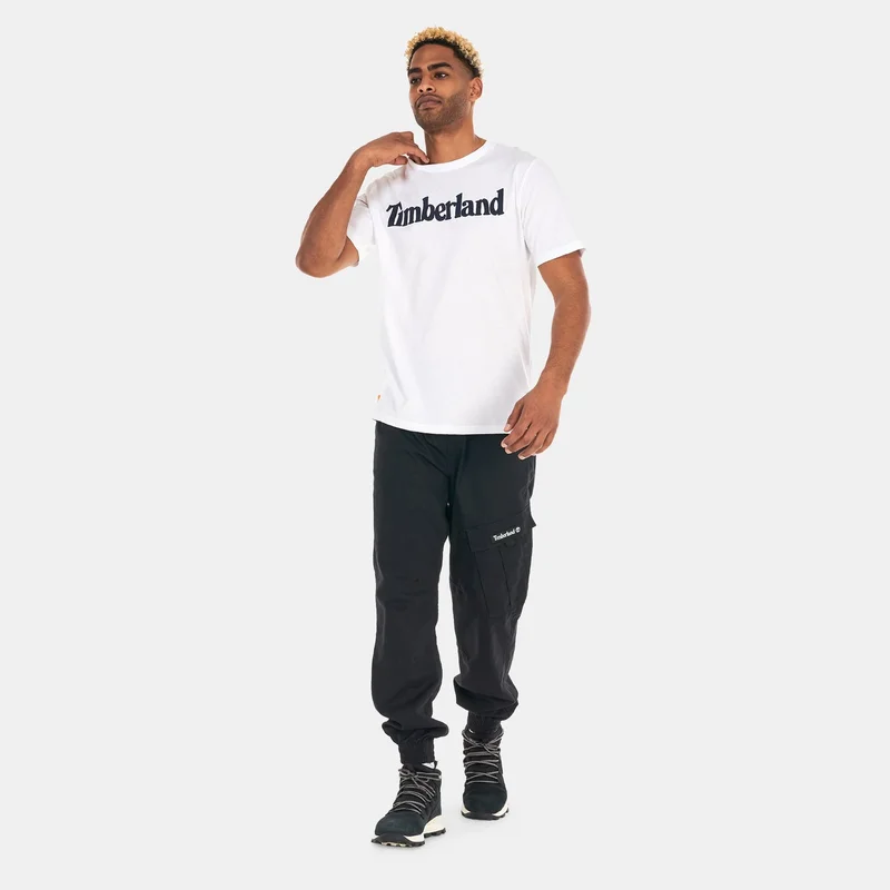 Timberland White Men's Linear Logo Non-Ringer T-Shirt for Men | Best Price UAE