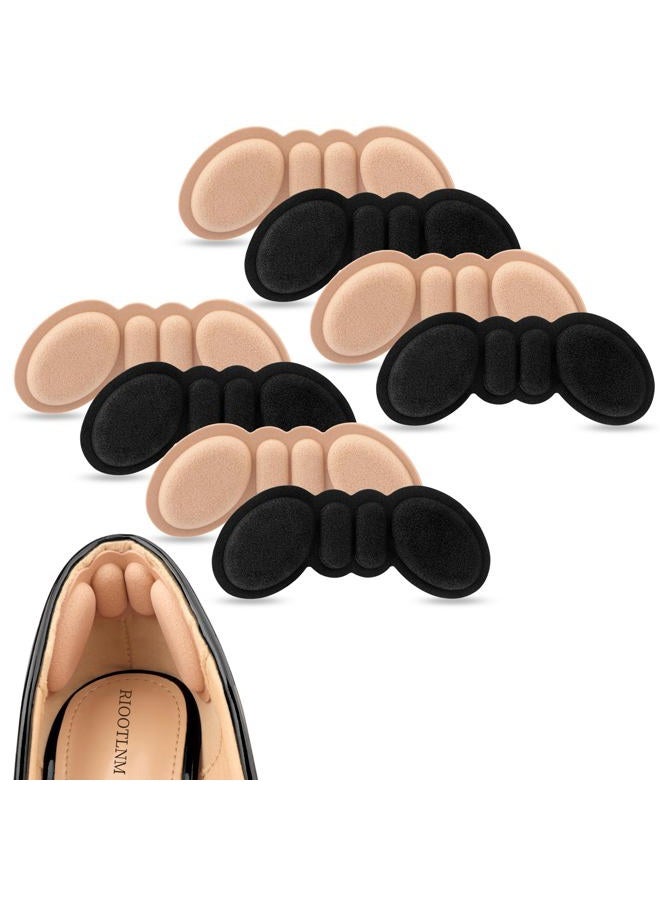 Riootlnm Heel Pads for Shoes Too Big, Shoe Inserts for Loose Shoes, Heel Grips Protectors for Blisters Pain, Filler Make Shoes Fit Tighter, Rubbing, Prevent Slip for Women Men (4PairsRosyBrownBlack) - Image 1