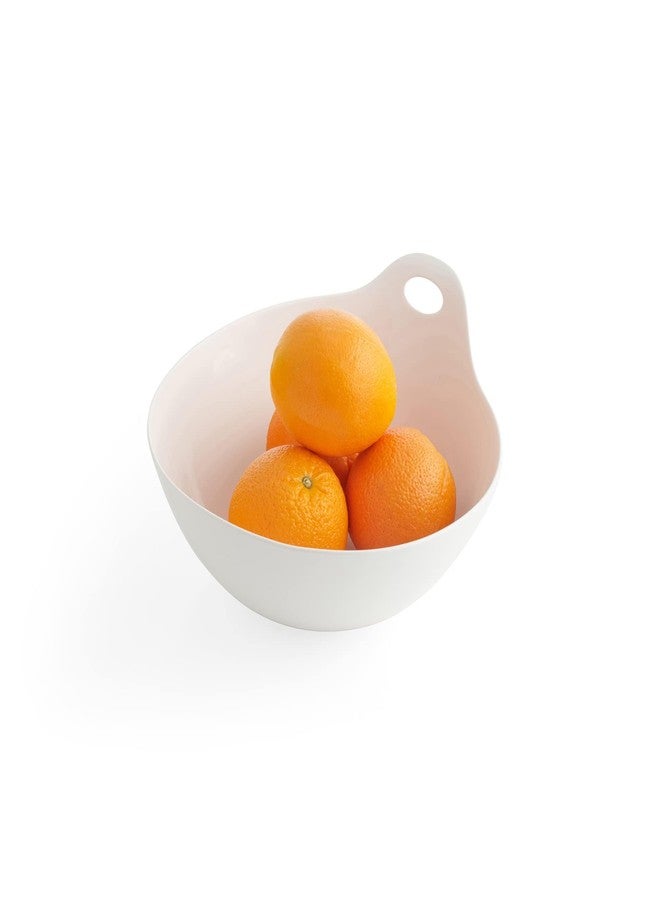 Nambe Portables 11" Round Serving Bowl - White Stoneware with Open Handle for Easy Serving & Carrying, Stackable Modern Tableware for Dining, Entertaining, Kitchen Storage, Stylish Home Accessory - Image 2