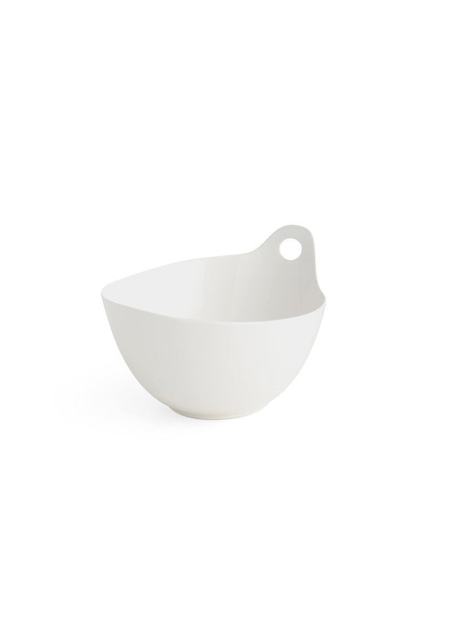 Nambe Portables 11" Round Serving Bowl - White Stoneware with Open Handle for Easy Serving & Carrying, Stackable Modern Tableware for Dining, Entertaining, Kitchen Storage, Stylish Home Accessory - Image 1
