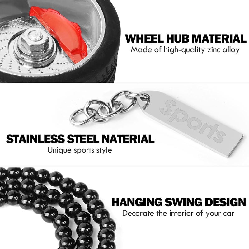 TSTESE Car Wheel Hub Shape Rearview Mirror Pendant - Image 2
