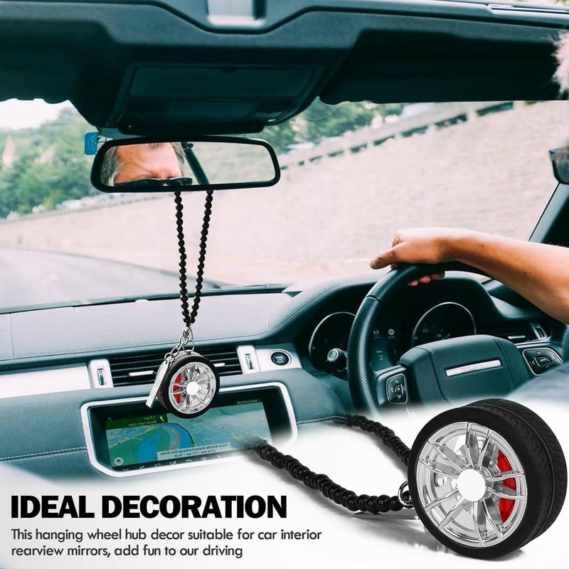 TSTESE Car Wheel Hub Shape Rearview Mirror Pendant - Image 3