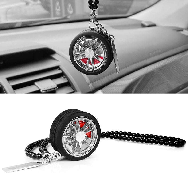 TSTESE Car Wheel Hub Shape Rearview Mirror Pendant - Image 1