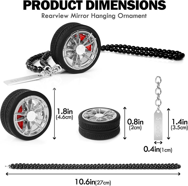 TSTESE Car Wheel Hub Shape Rearview Mirror Pendant - Image 5