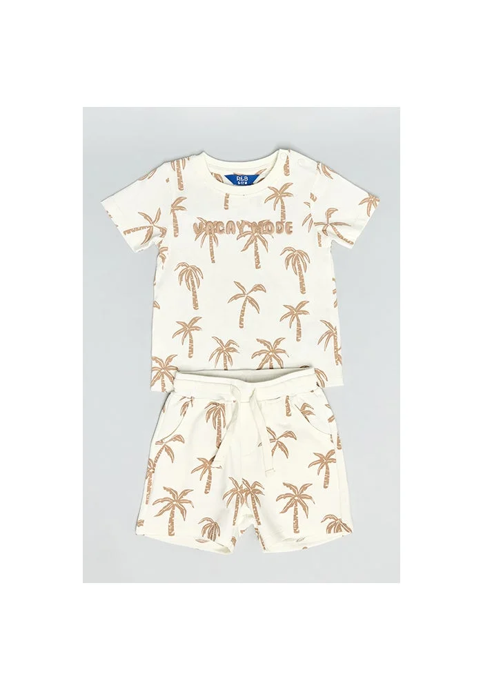أر أند بي Printed T-Shirt & Shorts Set