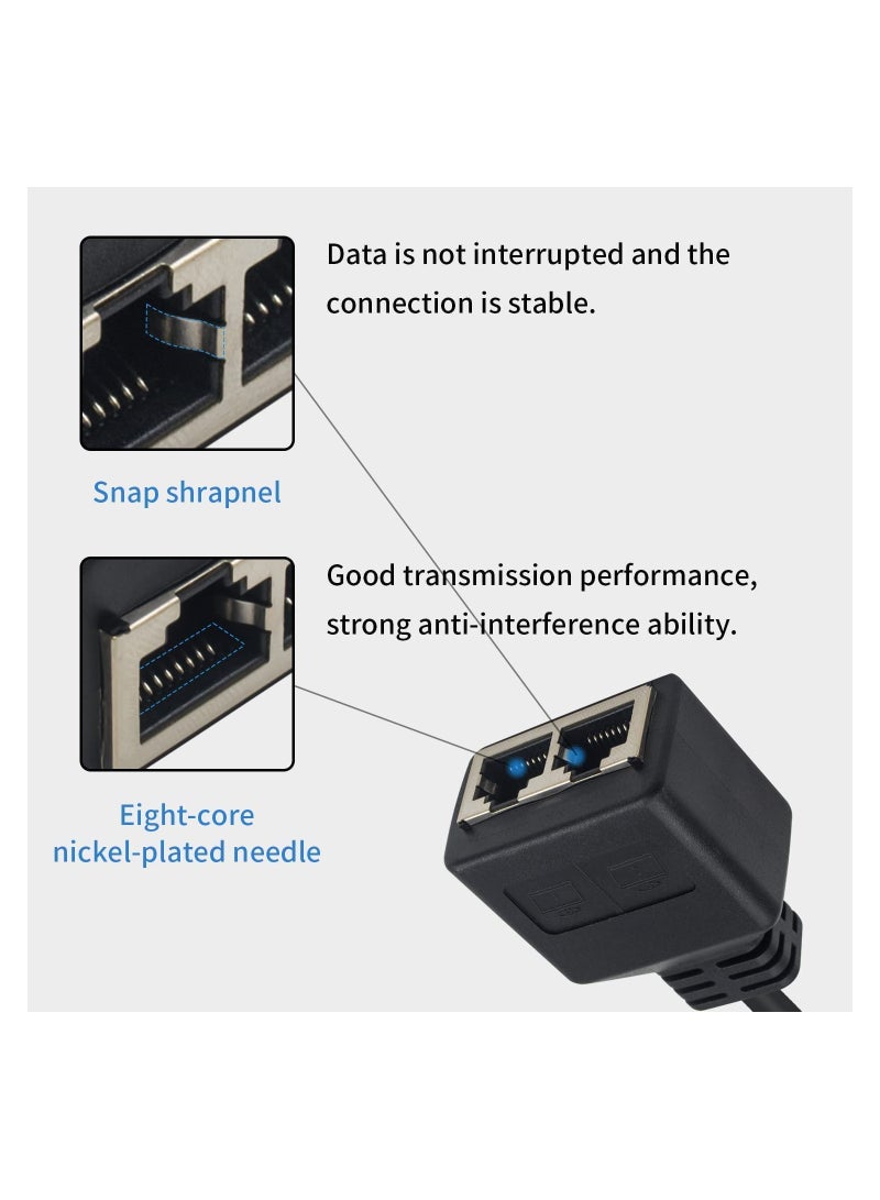 SYOSI 2-Piece RJ45 Splitter Ethernet Ethernet Port Splitter 1 Male to Female Adapter for Cat 5 CAT 6 LAN Cable Extender Surf Online at The Same time 30cm - Image 4