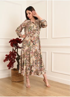 FULL JOY Maxi Elegant Dress with Long Sleeves, Multicolour  - Image 2