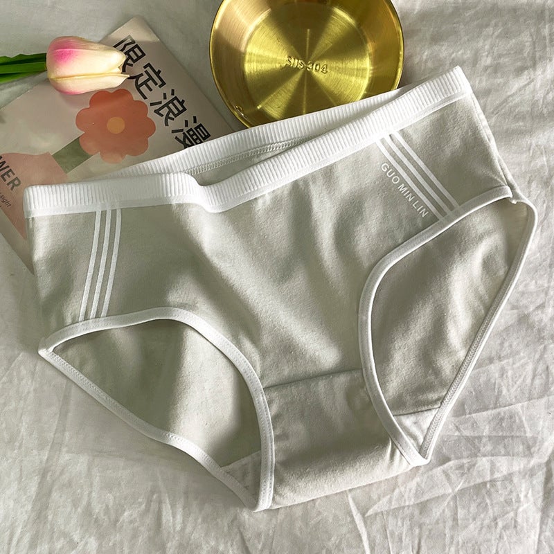 Underwear womens cotton cotton crotch waist seamless plus size underpants Japanese style sports girls raw triangle shorts wholesale Grey  - Image 1