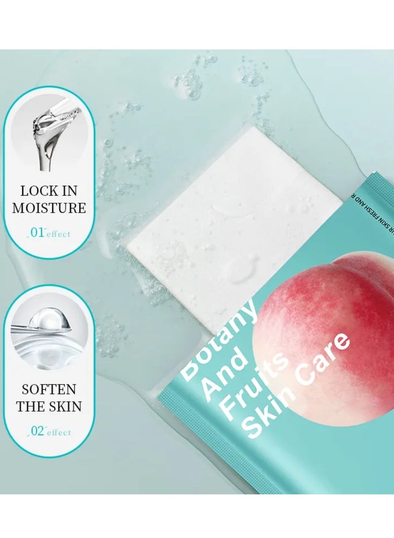 SADOER 10 Pcs Peach Moisturizing Facial Mask Set Botany and Fruits Skin Care Sheet Mask Moisturizing Brighten Skin Tone Soft Texture Face Mask Sheet for Women and Men Skincare Youthful Skin Glowing Masks - Image 5