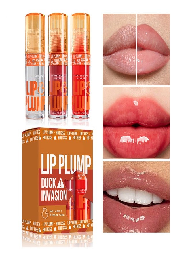 GHFCZOO 3 Colors Duck Lip Plumper Gloss, Hydrating Glitter Shine Primer Lip Tint, Non-Sticky Korean Plumping Lip Oil, Moisturizing Tinted Lip Balm for Sexy, Glossy Lips (Set A, 3pcs/set) - Image 4