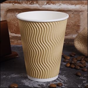 EOS- BUILDING TRUST Disposable Ripple Paper Cup for Hot Coffee/Drinks for Party ( 150 ml, 50 Pcs, Brown) - Image 3
