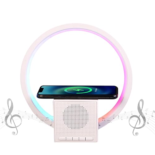 Bigsmall Aura Lamp: Wireless Charger, Smart Bluetooth Speaker Ambient Lighting, Bedside Night Light & Sound Machine – Stylish Desk Lamp & Home Decor for Bedroom & Living Space (BT258) 6-Month Warranty - Image 2