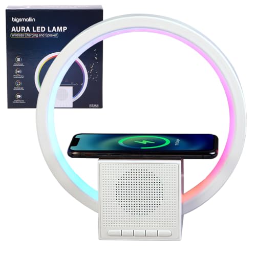 Bigsmall Aura Lamp: Wireless Charger, Smart Bluetooth Speaker Ambient Lighting, Bedside Night Light & Sound Machine – Stylish Desk Lamp & Home Decor for Bedroom & Living Space (BT258) 6-Month Warranty - Image 1