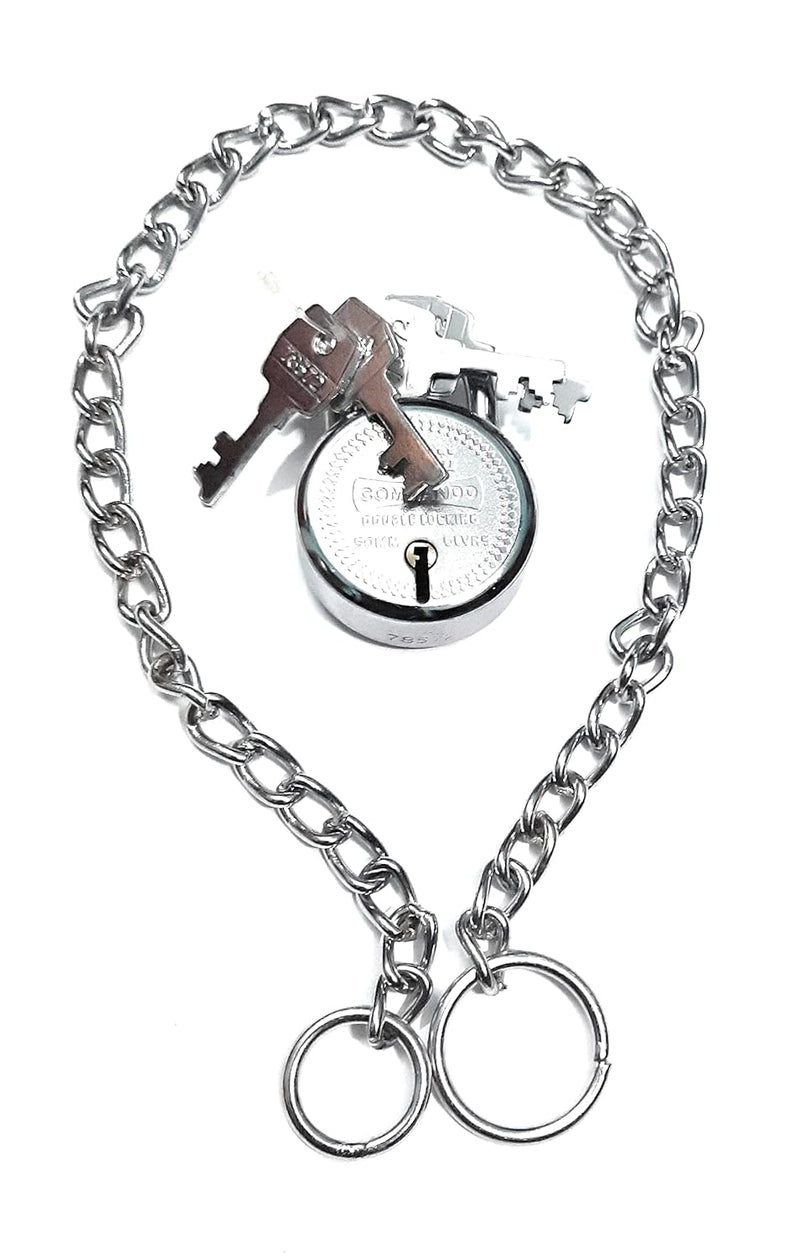 AURORA Aurora Steel Chain for lock Gate Cycle Bike 23 inch with 50 mm Round Steel Padlock Four keys Silver SCP23 - Image 4