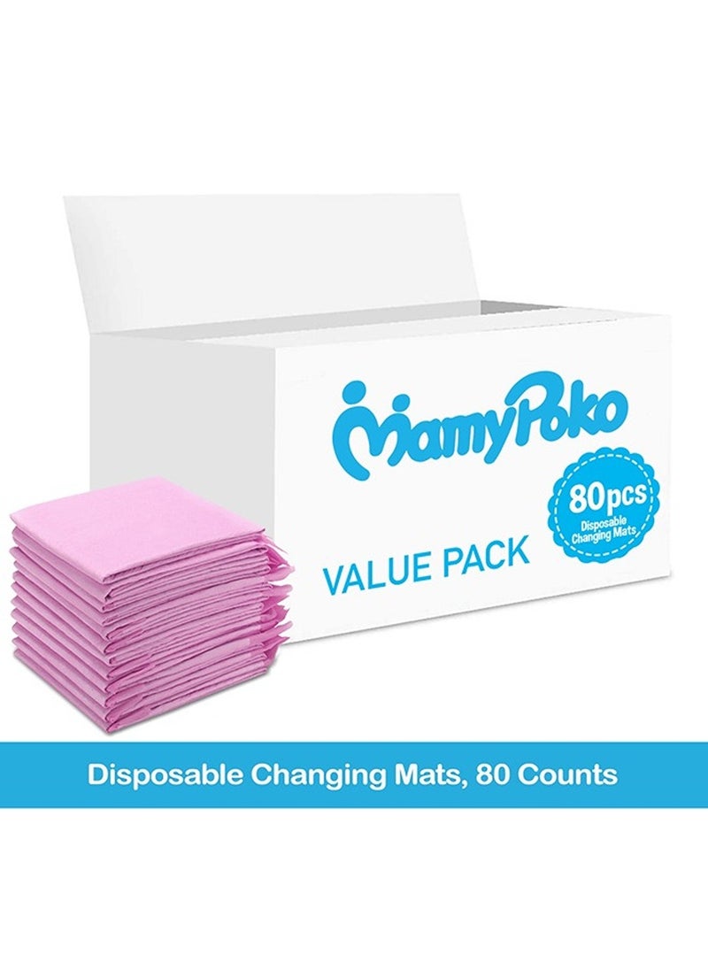 MamyPoko Disposable Changing Mats 80 Counts Soft Waterproof Mat Portable Leak Proof Changing Mat, New Mom Leak Proof Under pad, Mattress Table Protector Pad  - Image 2