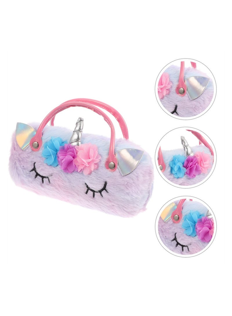 KASTWAVE Plush Unicorn Hard Eyeglass Case, Portable Sunglasses Pouch with Handle, Cute Glasses Case Makeup Storage Bag for Kids, Women - Image 5