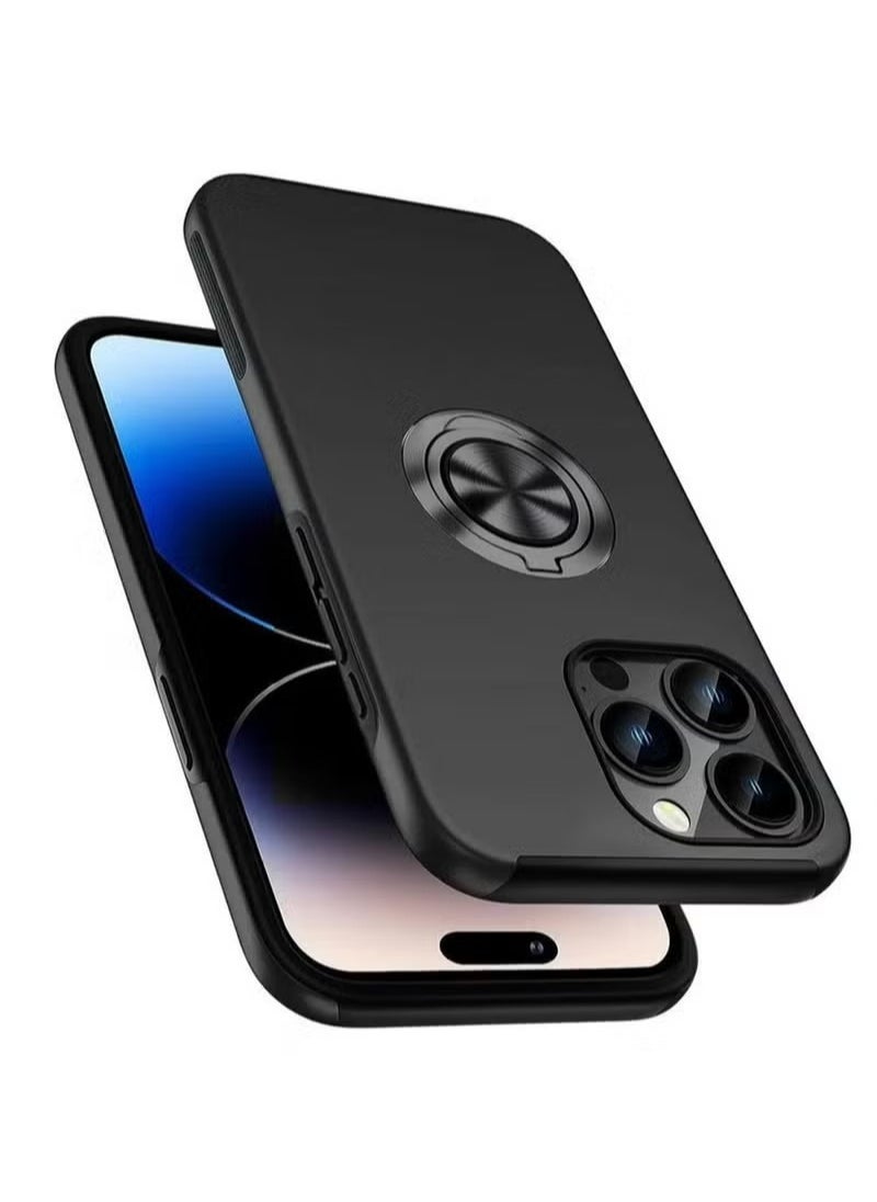 X-level iPhone 15 Pro Case Cover With Finger Ring Military Grade Metal Stand Kickstand [Support Magnetic Car Holder] Phone Comfortable Hold Feeling Anti-scratch Shockproof Back Cover For iPhone 15 Pro  - Image 1