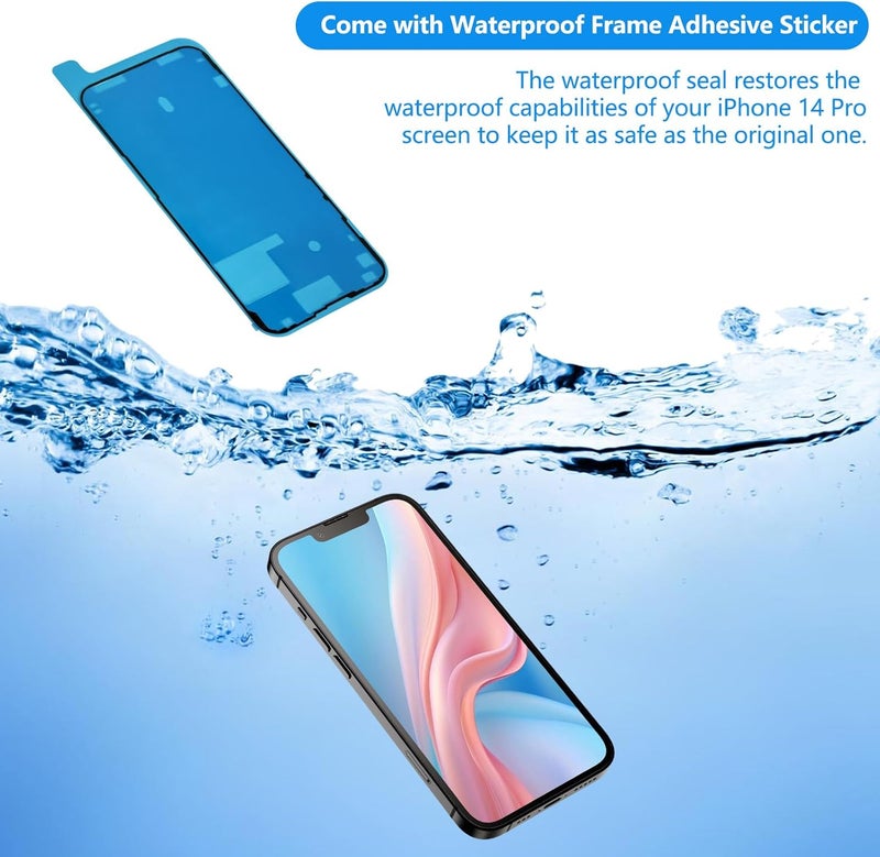 Diykitpl for iPhone 14 Pro Screen Replacement 6.1 Inch, 3D Touch LCD Display for A2650, A2889, A2892, A2891, A2890, with Repair Tools Kit+Waterproof Frame Sticker+Tempered Glass - Image 2