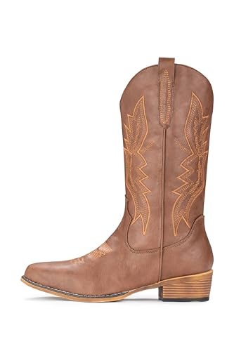 IUV Cowboy Boots For Women Western Boots Cowgirl Boots Pull On Pointy Toe Mid Calf Boots - Image 2