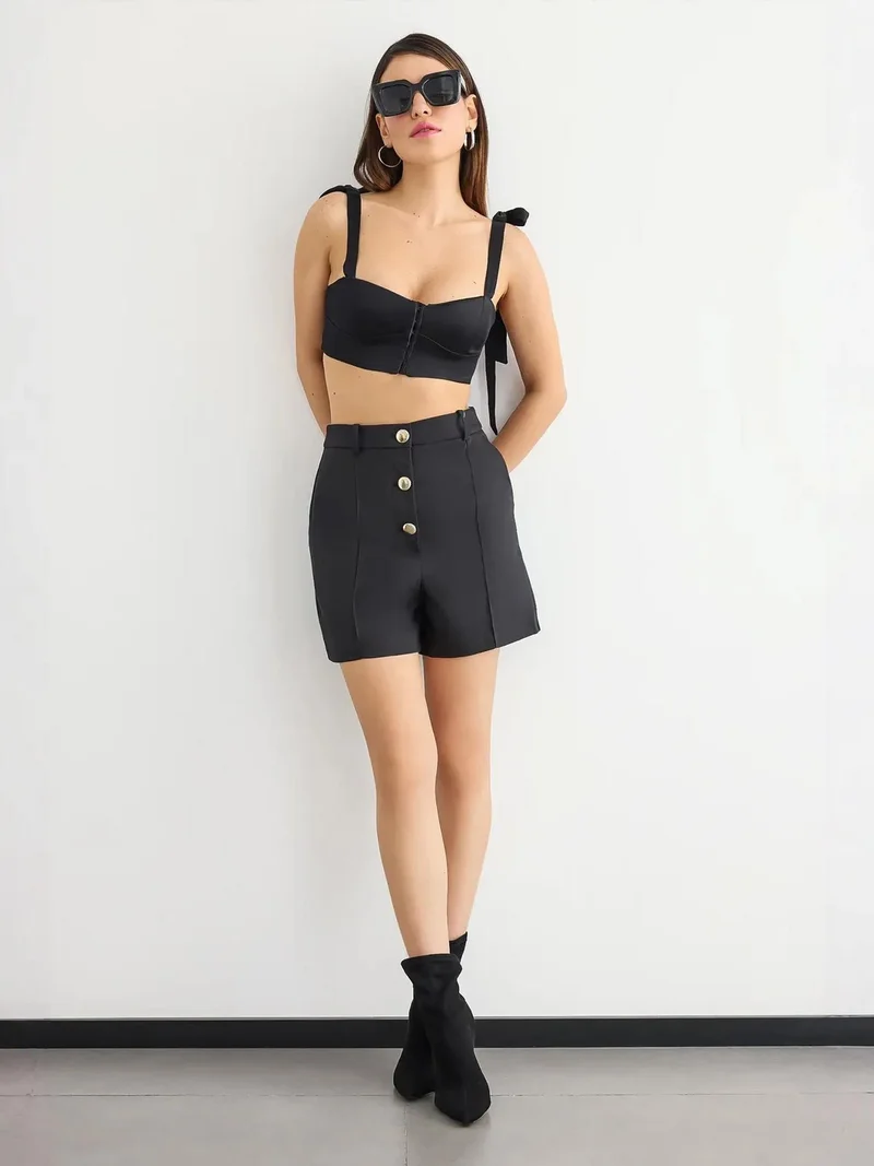 HICCUP High-Waist Buttoned Shorts